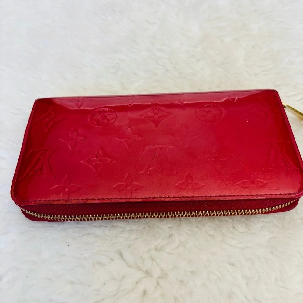 Louis Vuitton Cherry Red Vernis Zip Around Long Wallet